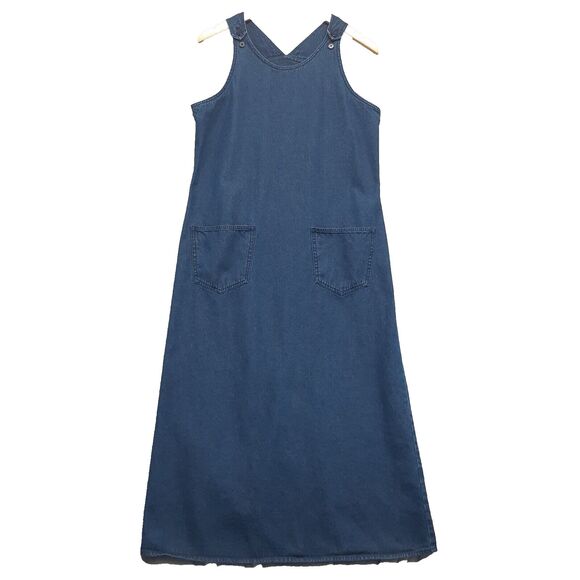 Casual Corner Annex Women's Sz. 10 Blue Denim Midi/Maxi Dress Jumper Y2K - Picture 1 of 11
